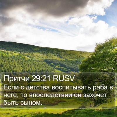 Притчи 29:21 RUSV Bible Verse Image