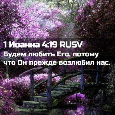 Picture 02 - 1 Иоанна 4:19 RUSV - Будем любить Его, потому - Bible Verse Picture