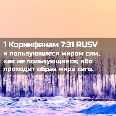 Picture 02 - 1 Коринфянам 7:31 RUSV - и пользующиеся миром сим, - Bible Verse Picture