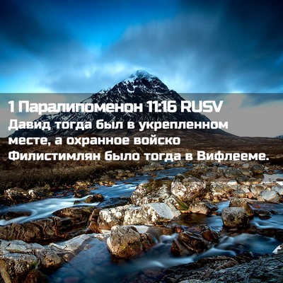 Picture 02 - 1 Паралипоменон 11:16 RUSV - Давид тогда был в - Bible Verse Picture