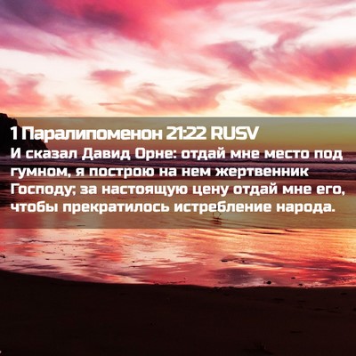 Picture 02 - 1 Паралипоменон 21:22 RUSV - И сказал Давид Орне: отдай - Bible Verse Picture