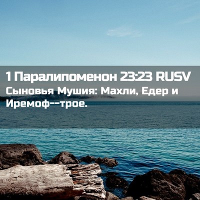 Picture 02 - 1 Паралипоменон 23:23 RUSV - Сыновья Мушия: Махли, Едер - Bible Verse Picture