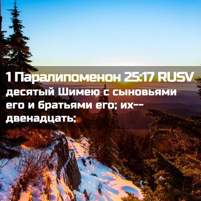 Picture 02 - 1 Паралипоменон 25:17 RUSV - десятый Шимею с сыновьями - Bible Verse Picture