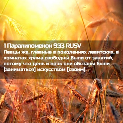 Picture 02 - 1 Паралипоменон 9:33 RUSV - Певцы же, главные в - Bible Verse Picture