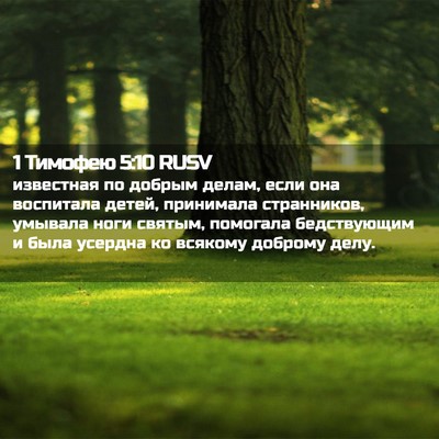 Picture 02 - 1 Тимофею 5:10 RUSV - известная по добрым делам, - Bible Verse Picture