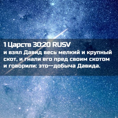 Picture 02 - 1 Царств 30:20 RUSV - и взял Давид весь мелкий и - Bible Verse Picture