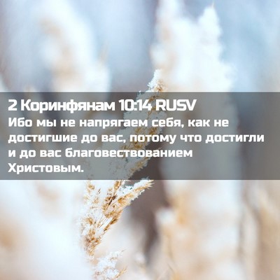 Picture 02 - 2 Коринфянам 10:14 RUSV - Ибо мы не напрягаем себя, - Bible Verse Picture