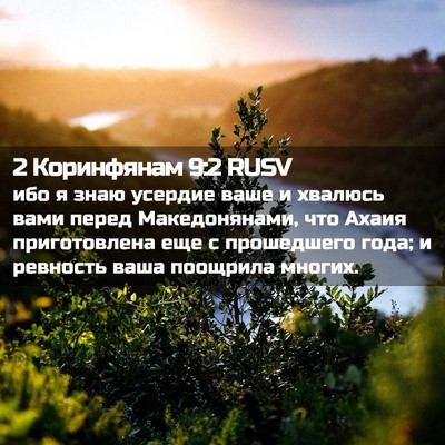 Picture 02 - 2 Коринфянам 9:2 RUSV - ибо я знаю усердие ваше и - Bible Verse Picture