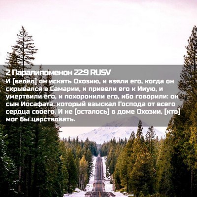 Picture 02 - 2 Паралипоменон 22:9 RUSV - И [велел] он искать Охозию, - Bible Verse Picture