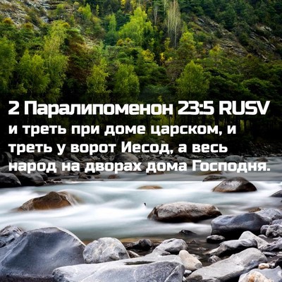 Picture 02 - 2 Паралипоменон 23:5 RUSV - и треть при доме царском, и - Bible Verse Picture
