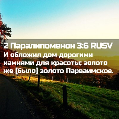 Picture 02 - 2 Паралипоменон 3:6 RUSV - И обложил дом дорогими - Bible Verse Picture