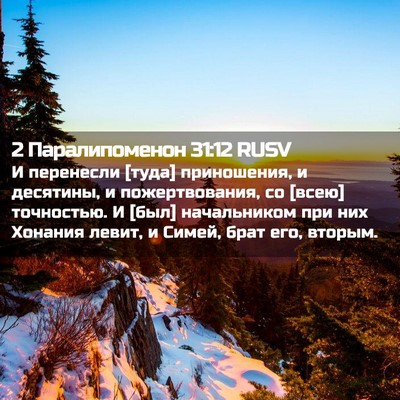 Picture 02 - 2 Паралипоменон 31:12 RUSV - И перенесли [туда] - Bible Verse Picture