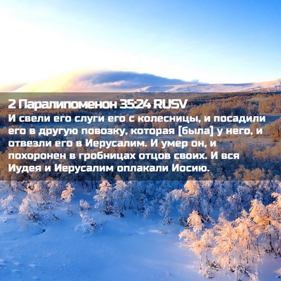 Picture 02 - 2 Паралипоменон 35:24 RUSV - И свели его слуги его с - Bible Verse Picture