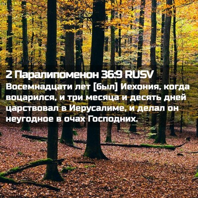 Picture 02 - 2 Паралипоменон 36:9 RUSV - Восемнадцати лет [был] - Bible Verse Picture