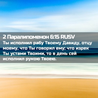 Picture 02 - 2 Паралипоменон 6:15 RUSV - Ты исполнил рабу Твоему - Bible Verse Picture
