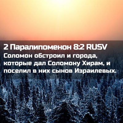 Picture 02 - 2 Паралипоменон 8:2 RUSV - Соломон обстроил и города, - Bible Verse Picture