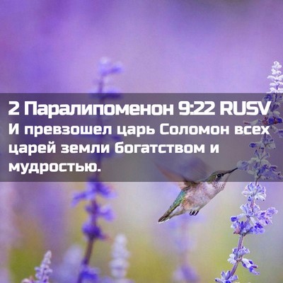 Picture 02 - 2 Паралипоменон 9:22 RUSV - И превзошел царь Соломон - Bible Verse Picture