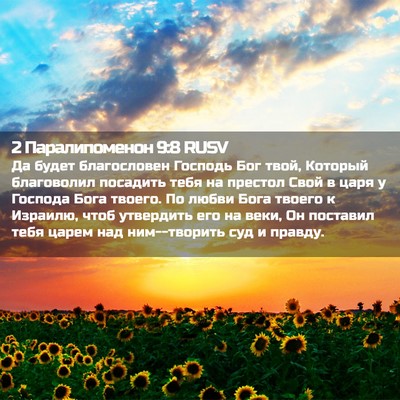 Picture 02 - 2 Паралипоменон 9:8 RUSV - Да будет благословен - Bible Verse Picture