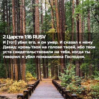 Picture 02 - 2 Царств 1:16 RUSV - И [тот] убил его, и он умер. И - Bible Verse Picture