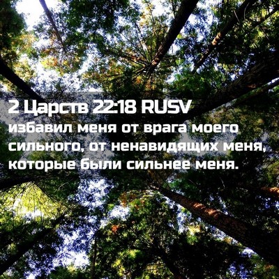 Picture 02 - 2 Царств 22:18 RUSV - избавил меня от врага - Bible Verse Picture