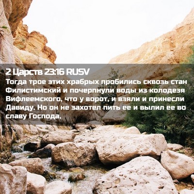 Picture 02 - 2 Царств 23:16 RUSV - Тогда трое этих храбрых - Bible Verse Picture