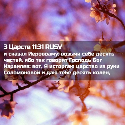 Picture 02 - 3 Царств 11:31 RUSV - и сказал Иеровоаму: возьми - Bible Verse Picture