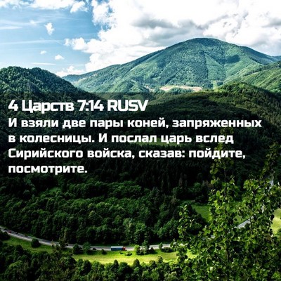 Picture 02 - 4 Царств 7:14 RUSV - И взяли две пары коней, - Bible Verse Picture