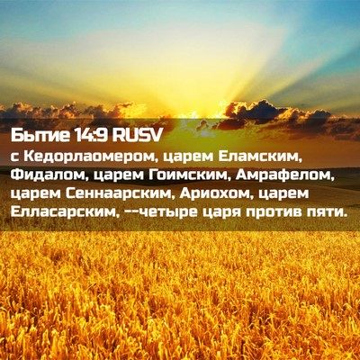 Picture 02 - Бытие 14:9 RUSV - с Кедорлаомером, царем - Bible Verse Picture