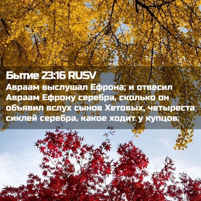 Picture 02 - Бытие 23:16 RUSV - Авраам выслушал Ефрона; и - Bible Verse Picture