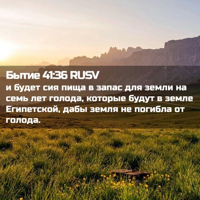 Picture 02 - Бытие 41:36 RUSV - и будет сия пища в запас - Bible Verse Picture