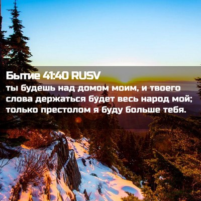 Picture 02 - Бытие 41:40 RUSV - ты будешь над домом моим, и - Bible Verse Picture