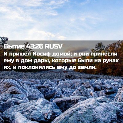 Picture 02 - Бытие 43:26 RUSV - И пришел Иосиф домой; и они - Bible Verse Picture