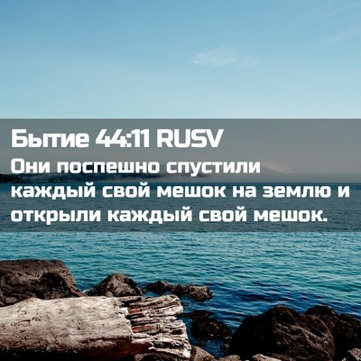 Picture 02 - Бытие 44:11 RUSV - Они поспешно спустили - Bible Verse Picture