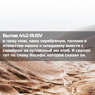Picture 02 - Бытие 44:2 RUSV - а чашу мою, чашу - Bible Verse Picture