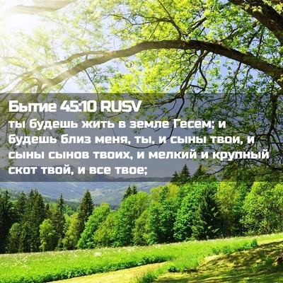 Picture 02 - Бытие 45:10 RUSV - ты будешь жить в земле - Bible Verse Picture