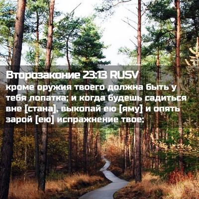 Picture 02 - Второзаконие 23:13 RUSV - кроме оружия твоего должна - Bible Verse Picture