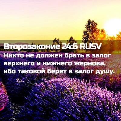 Picture 02 - Второзаконие 24:6 RUSV - Никто не должен брать в - Bible Verse Picture