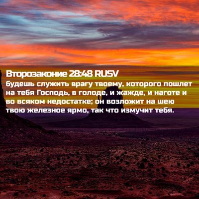 Picture 02 - Второзаконие 28:48 RUSV - будешь служить врагу - Bible Verse Picture