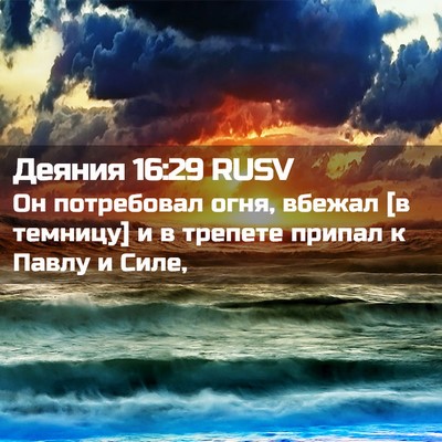 Picture 02 - Деяния 16:29 RUSV - Он потребовал огня, вбежал - Bible Verse Picture