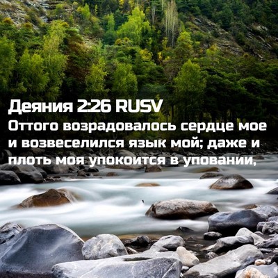 Picture 02 - Деяния 2:26 RUSV - Оттого возрадовалось - Bible Verse Picture