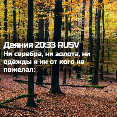 Picture 02 - Деяния 20:33 RUSV - Ни серебра, ни золота, ни - Bible Verse Picture