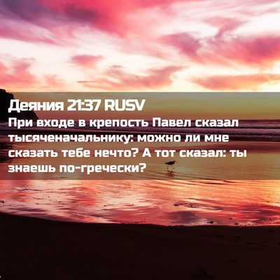 Picture 02 - Деяния 21:37 RUSV - При входе в крепость Павел - Bible Verse Picture