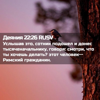 Picture 02 - Деяния 22:26 RUSV - Услышав это, сотник - Bible Verse Picture
