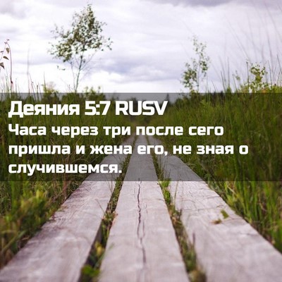 Picture 02 - Деяния 5:7 RUSV - Часа через три после сего - Bible Verse Picture