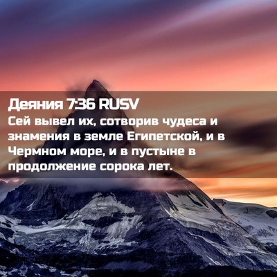 Picture 02 - Деяния 7:36 RUSV - Сей вывел их, сотворив - Bible Verse Picture