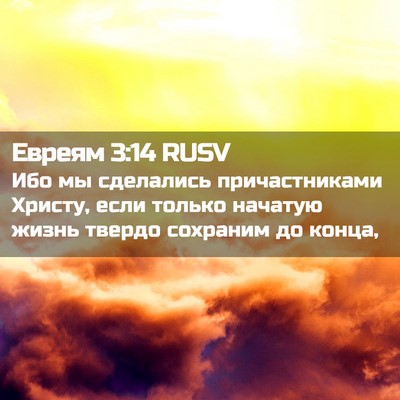 Picture 02 - Евреям 3:14 RUSV - Ибо мы сделались - Bible Verse Picture