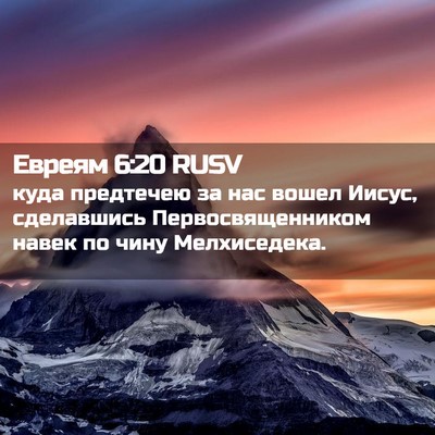 Picture 02 - Евреям 6:20 RUSV - куда предтечею за нас - Bible Verse Picture