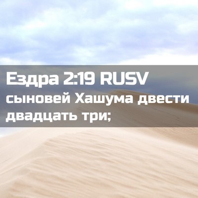 Picture 02 - Ездра 2:19 RUSV - сыновей Хашума двести - Bible Verse Picture