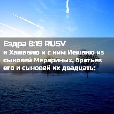 Picture 02 - Ездра 8:19 RUSV - и Хашавию и с ним Иешаию из - Bible Verse Picture