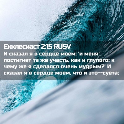 Picture 02 - Екклесиаст 2:15 RUSV - И сказал я в сердце моем: 'и - Bible Verse Picture